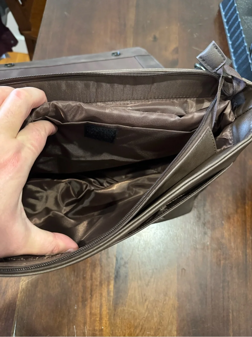 Rainsmore Dark Brown Men's Messenger Briefcase with Top Handle